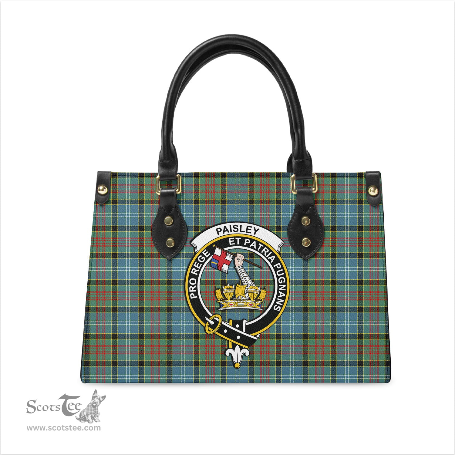 Scottish Paisley Tartan Leather Bag for Women with Family Crest Scottish Plaid Tartan Plaid - ScotsTee - scotstee.com