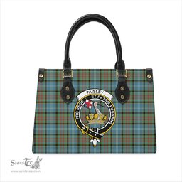 Scottish Paisley Tartan Leather Bag for Women with Family Crest Scottish Plaid Tartan Plaid - ScotsTee - scotstee.com