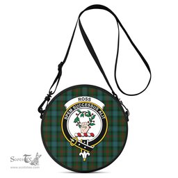 Scottish Ross Hunting Tartan Round Crossbody Bags - Round Purse with Family Crest Scottish Plaid Tartan Plaid - ScotsTee - scotstee.com