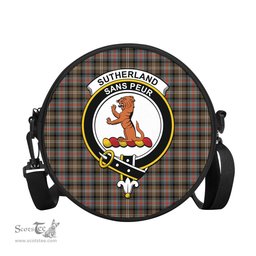 Scottish Sutherland Weathered Tartan Round Crossbody Bags - Round Purse with Family Crest Scottish Plaid Tartan Plaid - ScotsTee - scotstee.com