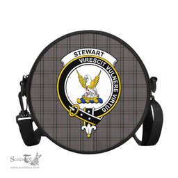 Scottish Stewart Grey Tartan Round Crossbody Bags - Round Purse with Family Crest Scottish Plaid Tartan Plaid - ScotsTee - scotstee.com