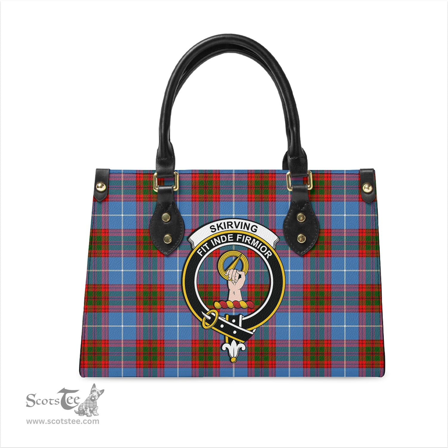 Scottish Skirving Tartan Leather Bag for Women with Family Crest Scottish Plaid Tartan Plaid - ScotsTee - scotstee.com
