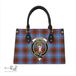 Scottish Skirving Tartan Leather Bag for Women with Family Crest Scottish Plaid Tartan Plaid - ScotsTee - scotstee.com