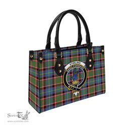 Scottish Stirling Bannockburn Tartan Leather Bag for Women with Family Crest Scottish Plaid Tartan Plaid - ScotsTee - scotstee.com