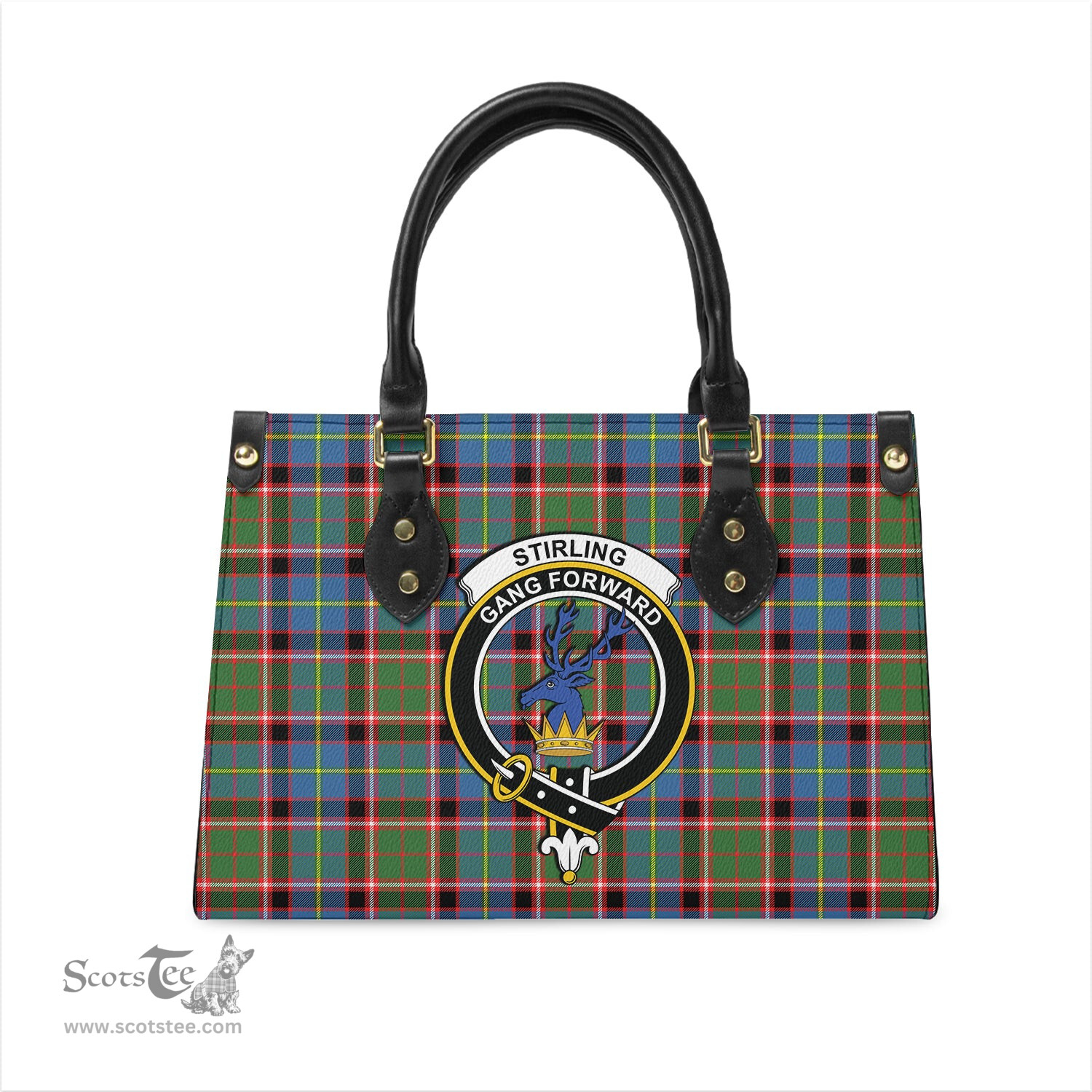 Scottish Stirling Bannockburn Tartan Leather Bag for Women with Family Crest Scottish Plaid Tartan Plaid - ScotsTee - scotstee.com