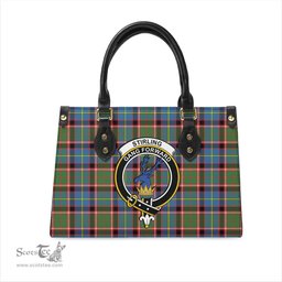 Scottish Stirling Bannockburn Tartan Leather Bag for Women with Family Crest Scottish Plaid Tartan Plaid - ScotsTee - scotstee.com
