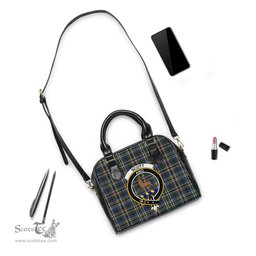 Scottish Scott Green Modern Tartan Shoulder Handbags with Family Crest Scottish Plaid Tartan Plaid - ScotsTee - scotstee.com