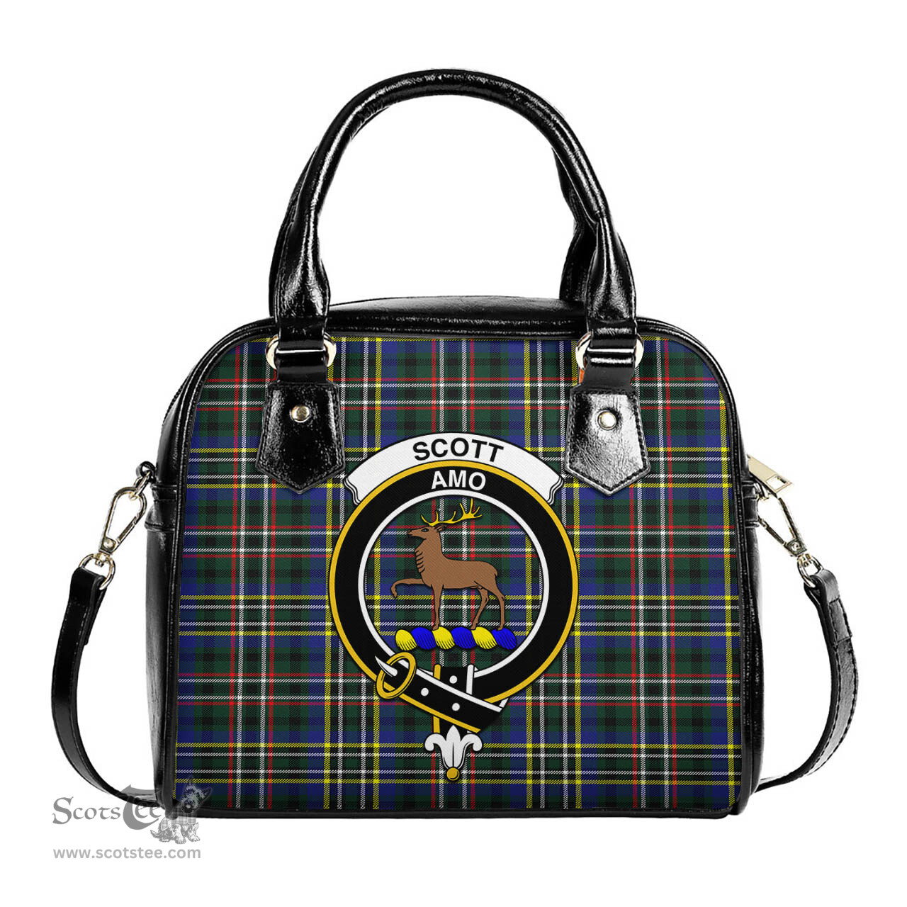 Scottish Scott Green Modern Tartan Shoulder Handbags with Family Crest Scottish Plaid Tartan Plaid - ScotsTee - scotstee.com
