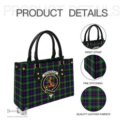 Scottish Sutherland Modern Tartan Leather Bag for Women with Family Crest Scottish Plaid Tartan Plaid - ScotsTee - scotstee.com