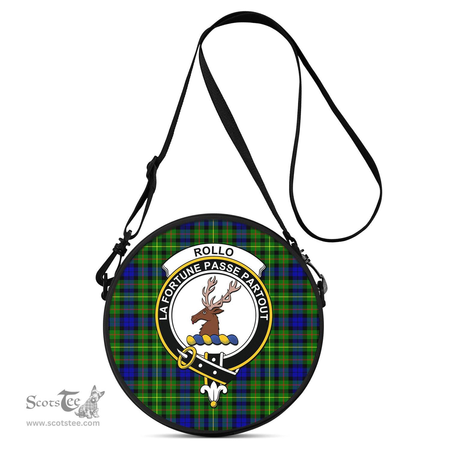 Scottish Rollo Modern Tartan Round Crossbody Bags - Round Purse with Family Crest Scottish Plaid Tartan Plaid - ScotsTee - scotstee.com
