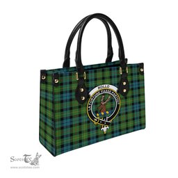 Scottish Rollo Ancient Tartan Leather Bag for Women with Family Crest Scottish Plaid Tartan Plaid - ScotsTee - scotstee.com