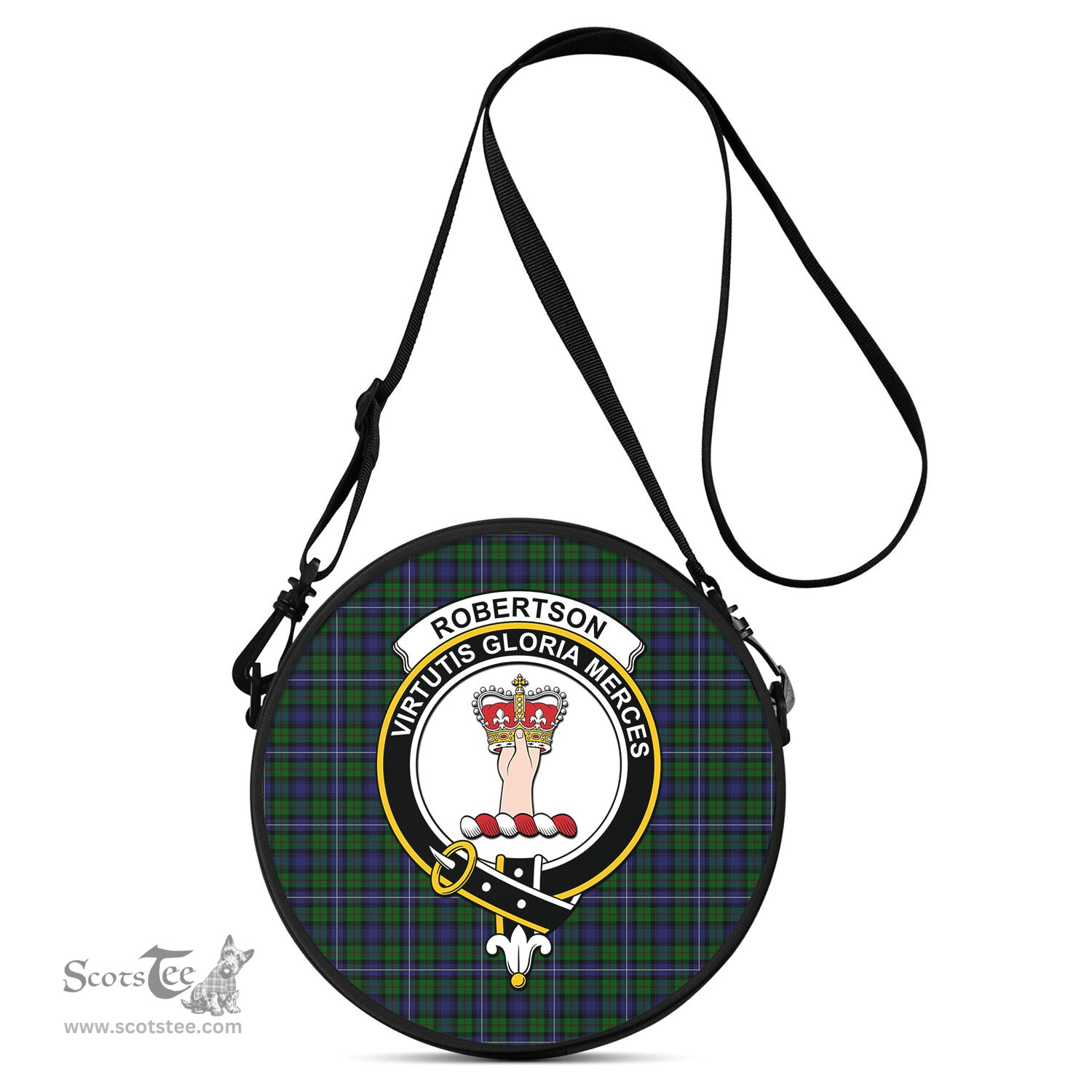 Scottish Robertson Hunting Tartan Round Crossbody Bags - Round Purse with Family Crest Scottish Plaid Tartan Plaid - ScotsTee - scotstee.com