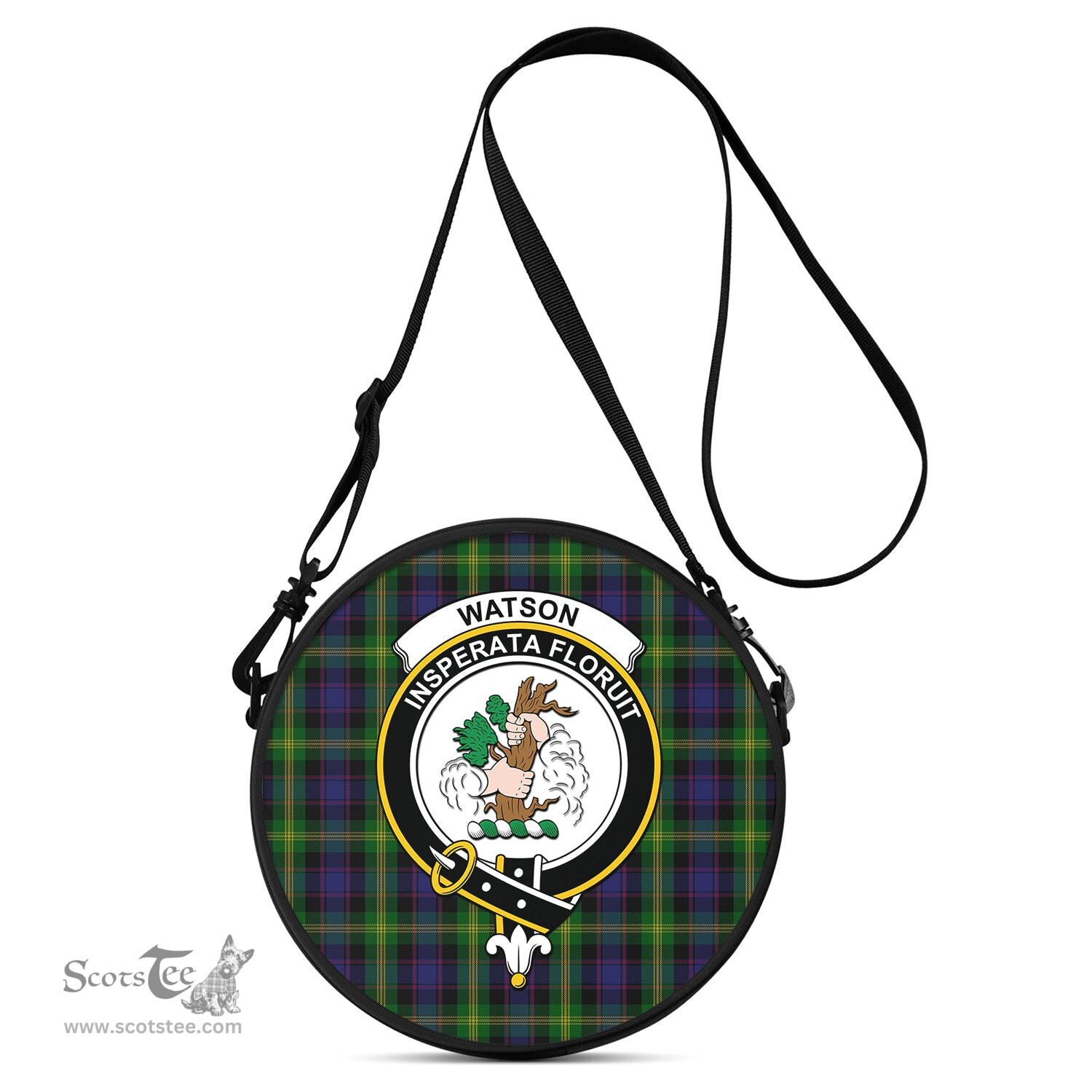Scottish Watson Tartan Round Crossbody Bags - Round Purse with Family Crest Scottish Plaid Tartan Plaid - ScotsTee - scotstee.com