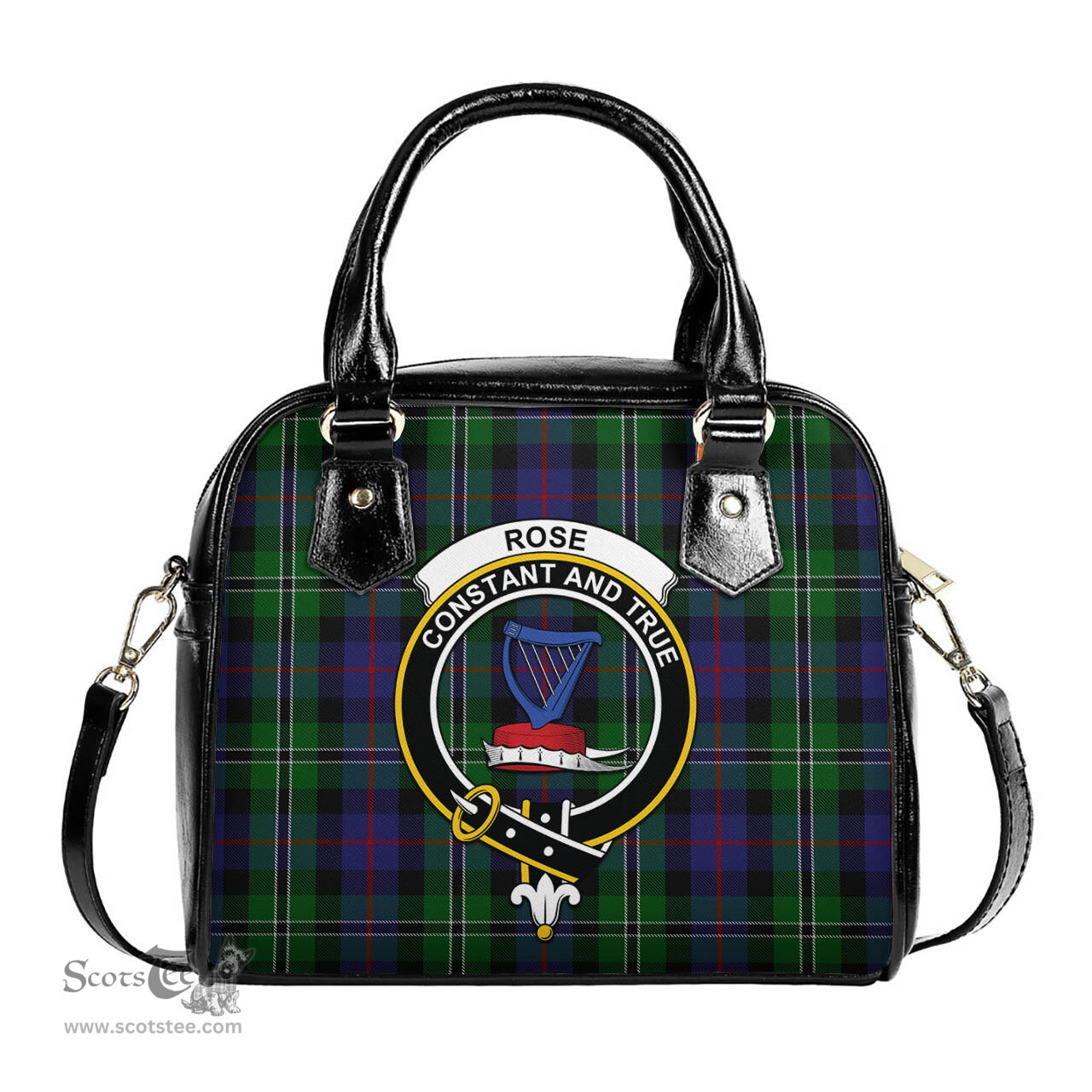 Scottish Rose Hunting Tartan Shoulder Handbags with Family Crest Scottish Plaid Tartan Plaid - ScotsTee - scotstee.com