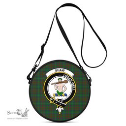 Scottish Shaw of Tordarroch Green Hunting Tartan Round Crossbody Bags - Round Purse with Family Crest Scottish Plaid Tartan Plaid - ScotsTee - scotstee.com