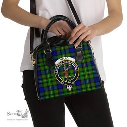 Scottish Rollo Modern Tartan Shoulder Handbags with Family Crest Scottish Plaid Tartan Plaid - ScotsTee - scotstee.com