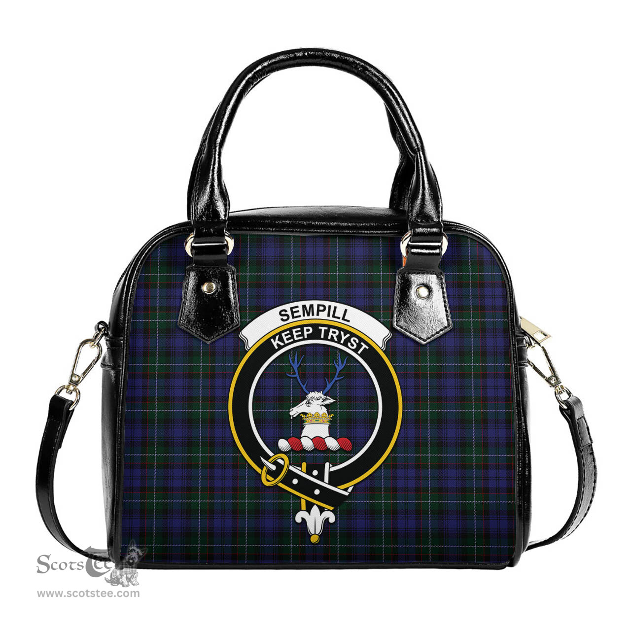 Scottish Sempill Tartan Shoulder Handbags with Family Crest Scottish Plaid Tartan Plaid - ScotsTee - scotstee.com