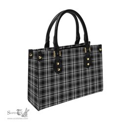 Scottish Stewart Black and White Tartan Leather Bag for Women Scottish Plaid Tartan Plaid - ScotsTee - scotstee.com