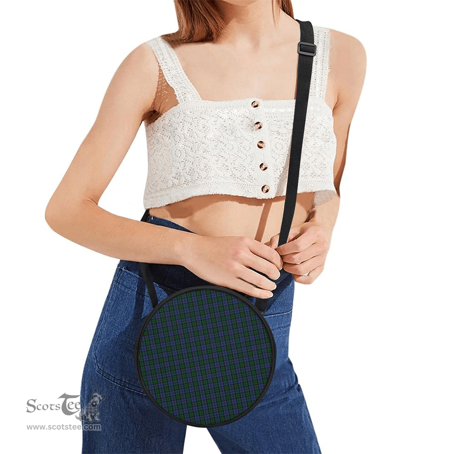 Scottish Sutherland Tartan Round Crossbody Bags - Round Purse Scottish Plaid Tartan Plaid - ScotsTee - scotstee.com
