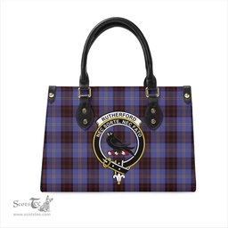Scottish Rutherford Tartan Leather Bag for Women with Family Crest Scottish Plaid Tartan Plaid - ScotsTee - scotstee.com