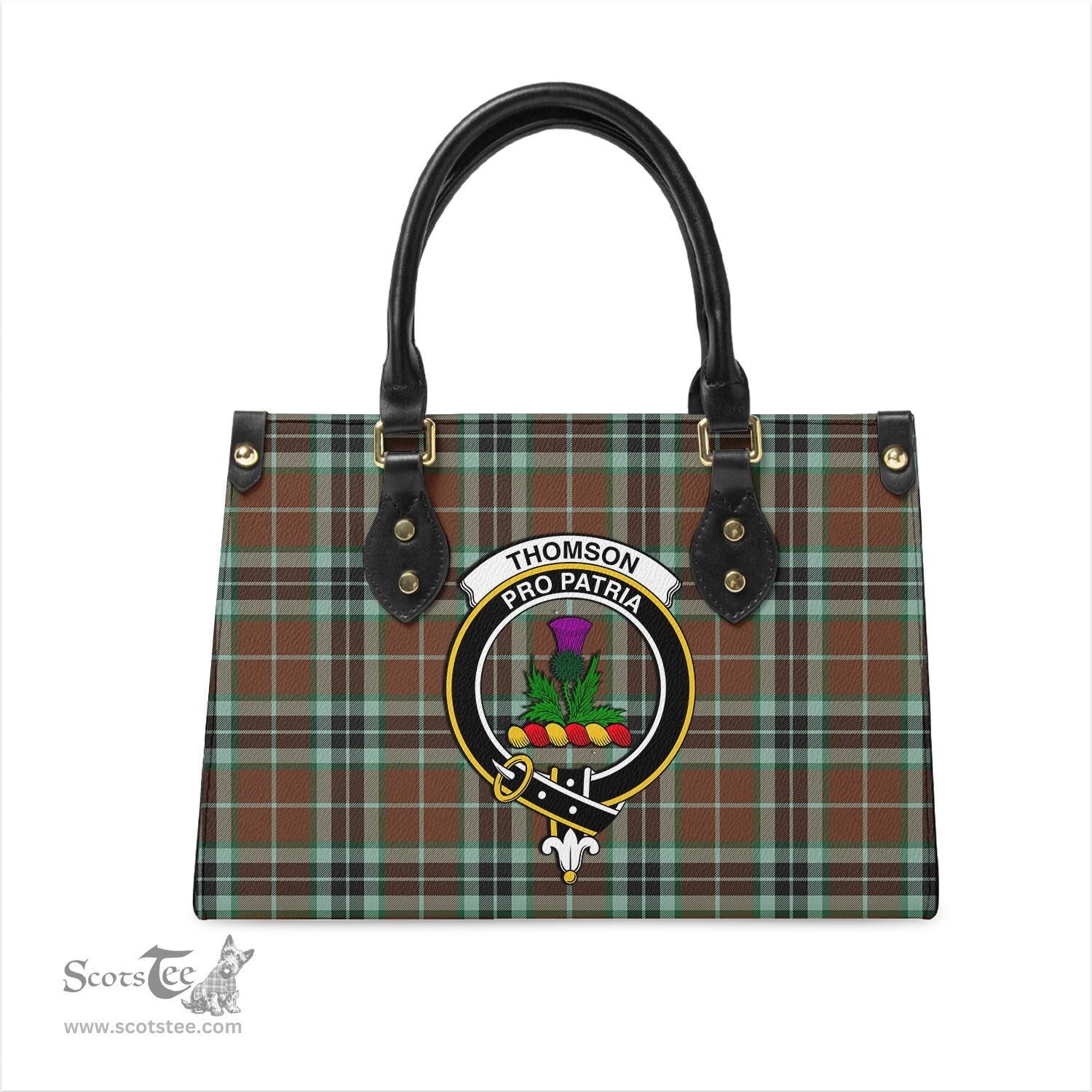 Scottish Thomson Hunting Modern Tartan Leather Bag for Women with Family Crest Scottish Plaid Tartan Plaid - ScotsTee - scotstee.com