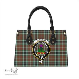 Scottish Thomson Hunting Modern Tartan Leather Bag for Women with Family Crest Scottish Plaid Tartan Plaid - ScotsTee - scotstee.com