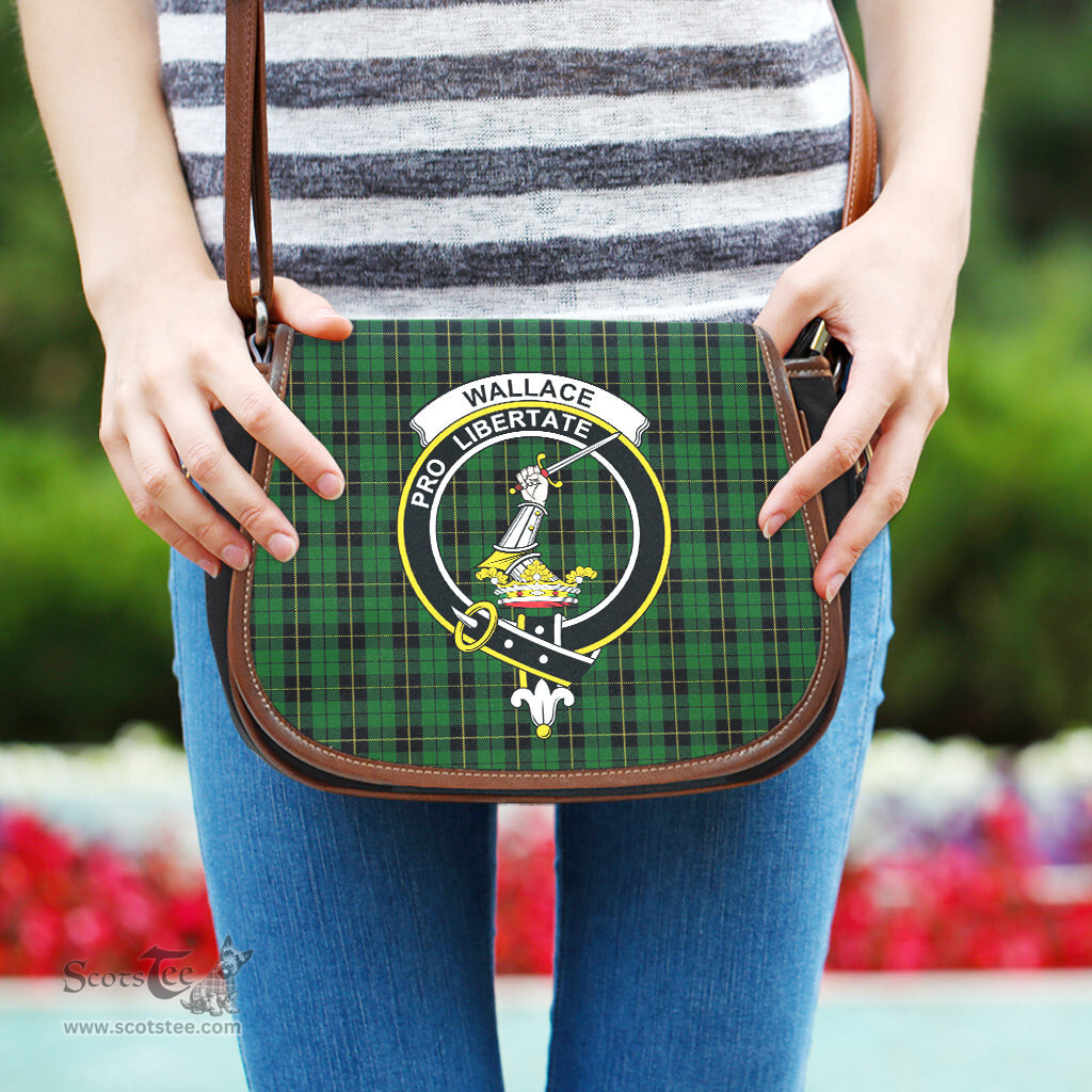Scottish Wallace Hunting Tartan Saddle Crossbody Bag with Family Crest Scottish Plaid Tartan Plaid - ScotsTee - scotstee.com