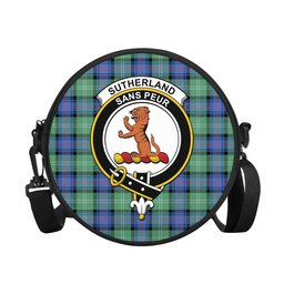 Scottish Sutherland Ancient Tartan Round Crossbody Bags - Round Purse with Family Crest Scottish Plaid Tartan Plaid - ScotsTee - scotstee.com