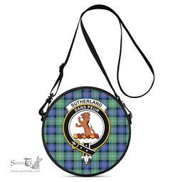 Scottish Sutherland Ancient Tartan Round Crossbody Bags - Round Purse with Family Crest Scottish Plaid Tartan Plaid - ScotsTee - scotstee.com