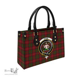 Scottish Shaw of Tordarroch Red Dress Tartan Leather Bag for Women with Family Crest Scottish Plaid Tartan Plaid - ScotsTee - scotstee.com