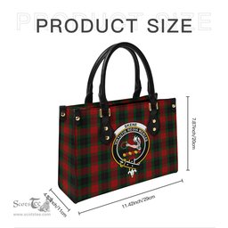 Scottish Skene of Cromar Black Tartan Leather Bag for Women with Family Crest Scottish Plaid Tartan Plaid - ScotsTee - scotstee.com