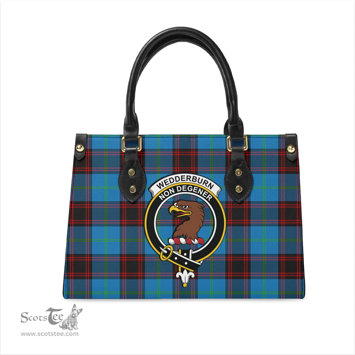 Scottish Wedderburn Tartan Leather Bag for Women with Family Crest Scottish Plaid Tartan Plaid - ScotsTee - scotstee.com
