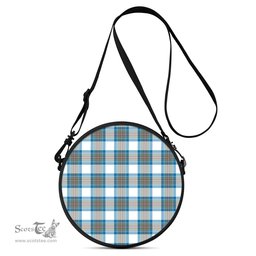 Scottish Stewart Muted Blue Tartan Round Crossbody Bags - Round Purse Scottish Plaid Tartan Plaid - ScotsTee - scotstee.com