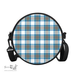 Scottish Stewart Muted Blue Tartan Round Crossbody Bags - Round Purse Scottish Plaid Tartan Plaid - ScotsTee - scotstee.com