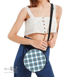 Scottish Stewart Muted Blue Tartan Round Crossbody Bags - Round Purse Scottish Plaid Tartan Plaid - ScotsTee - scotstee.com