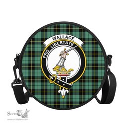 Scottish Wallace Hunting Ancient Tartan Round Crossbody Bags - Round Purse with Family Crest Scottish Plaid Tartan Plaid - ScotsTee - scotstee.com