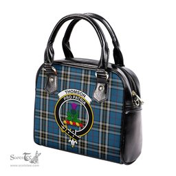 Scottish Thomson Dress Blue Tartan Shoulder Handbags with Family Crest Scottish Plaid Tartan Plaid - ScotsTee - scotstee.com