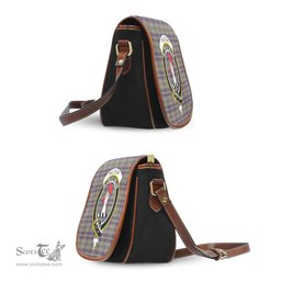 Scottish Taylor Weathered Tartan Saddle Crossbody Bag with Family Crest Scottish Plaid Tartan Plaid - ScotsTee - scotstee.com