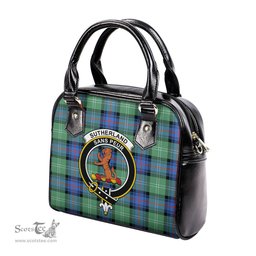 Scottish Sutherland Ancient Tartan Shoulder Handbags with Family Crest Scottish Plaid Tartan Plaid - ScotsTee - scotstee.com