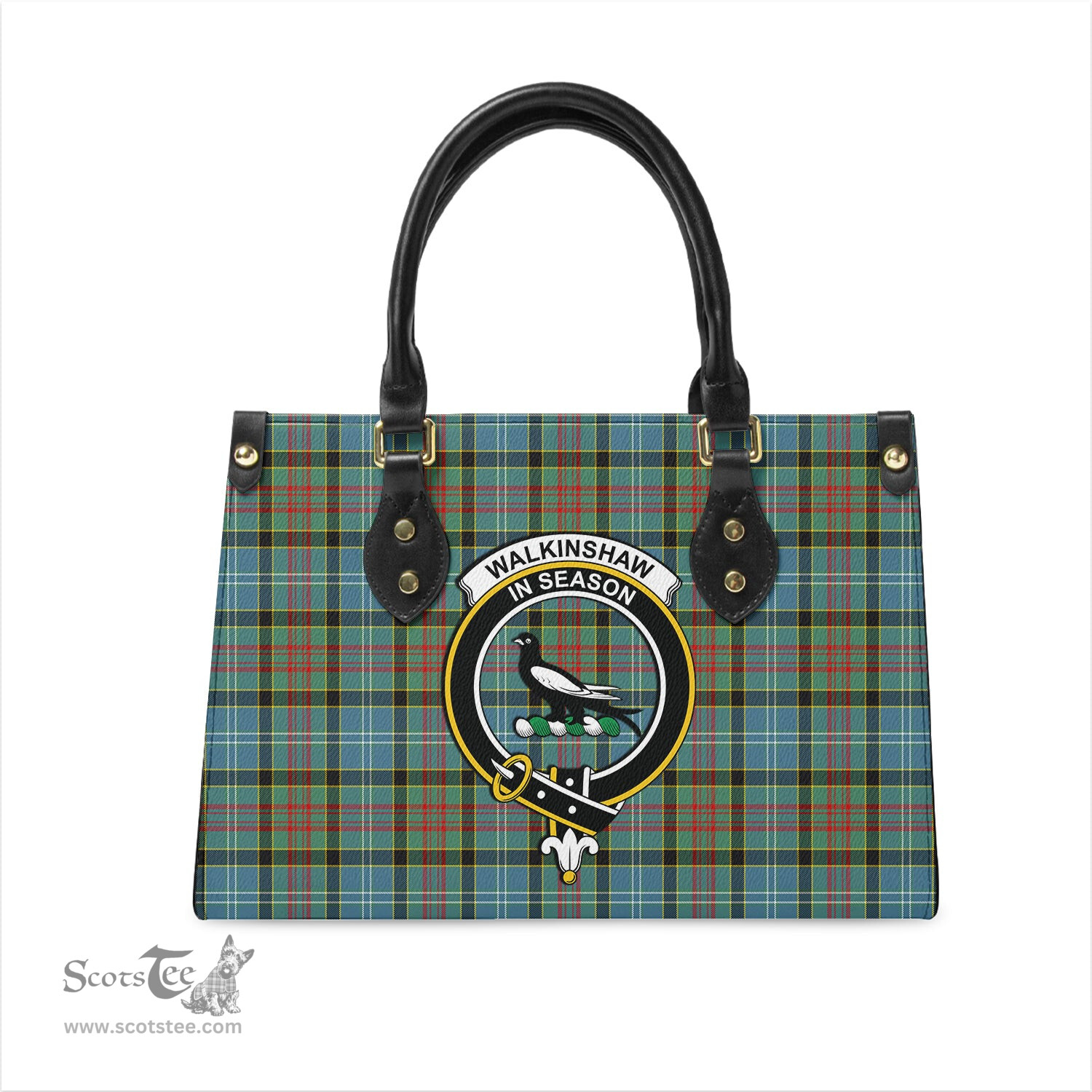 Scottish Walkinshaw Tartan Leather Bag for Women with Family Crest Scottish Plaid Tartan Plaid - ScotsTee - scotstee.com