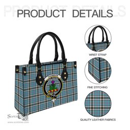 Scottish Thomson Tartan Leather Bag for Women with Family Crest Scottish Plaid Tartan Plaid - ScotsTee - scotstee.com