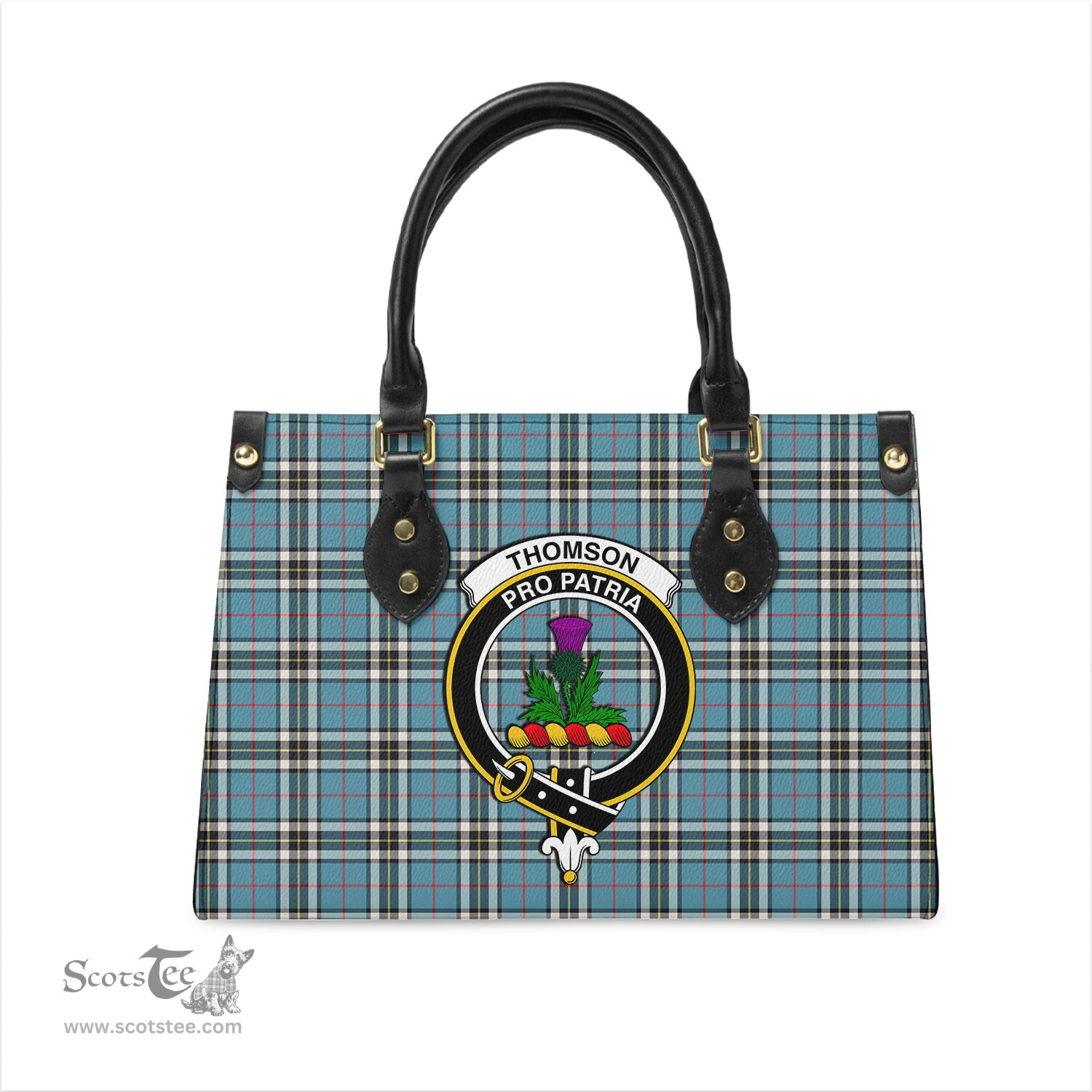 Scottish Thomson Tartan Leather Bag for Women with Family Crest Scottish Plaid Tartan Plaid - ScotsTee - scotstee.com