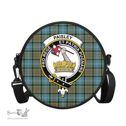 Scottish Paisley Tartan Round Crossbody Bags - Round Purse with Family Crest Scottish Plaid Tartan Plaid - ScotsTee - scotstee.com