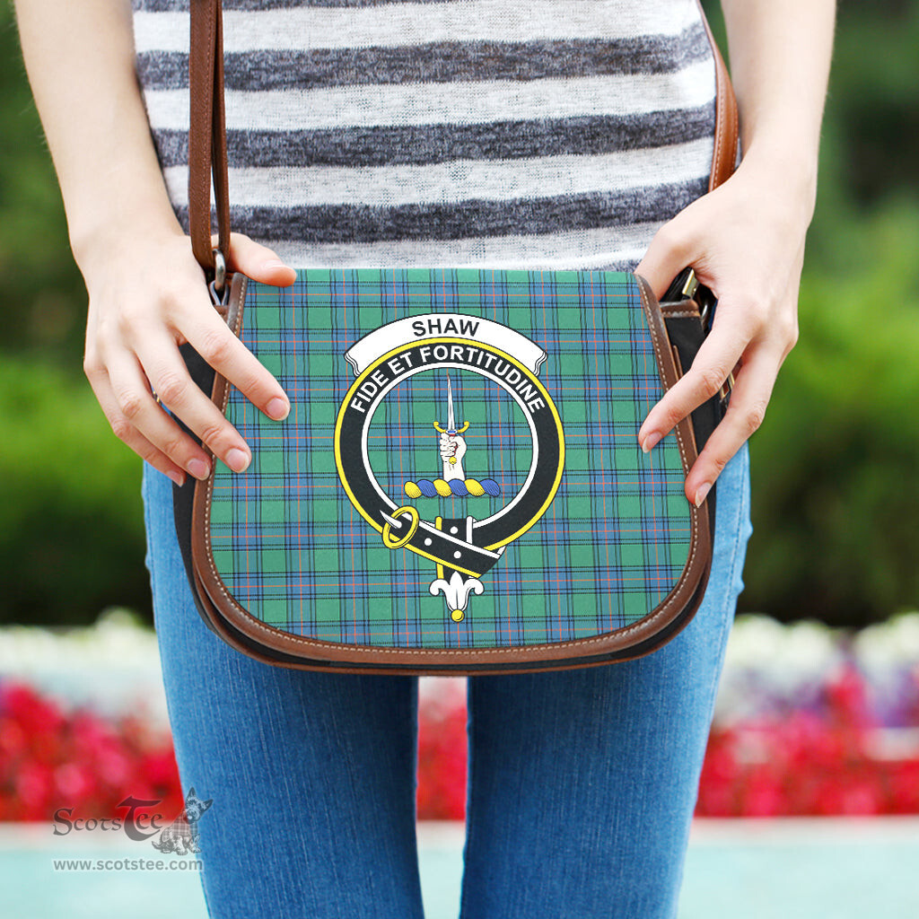 Scottish Shaw Ancient Tartan Saddle Crossbody Bag with Family Crest Scottish Plaid Tartan Plaid - ScotsTee - scotstee.com