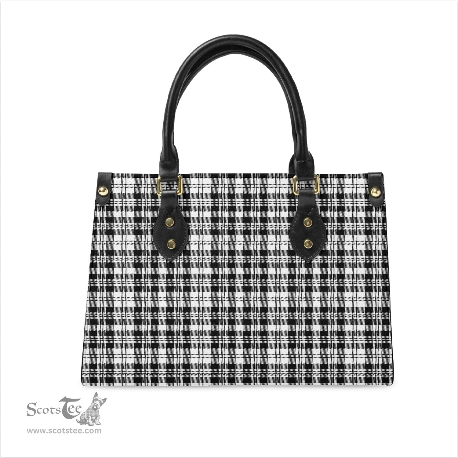Scottish Scott Black White Tartan Leather Bag for Women Scottish Plaid Tartan Plaid - ScotsTee - scotstee.com