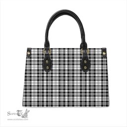 Scottish Scott Black White Tartan Leather Bag for Women Scottish Plaid Tartan Plaid - ScotsTee - scotstee.com