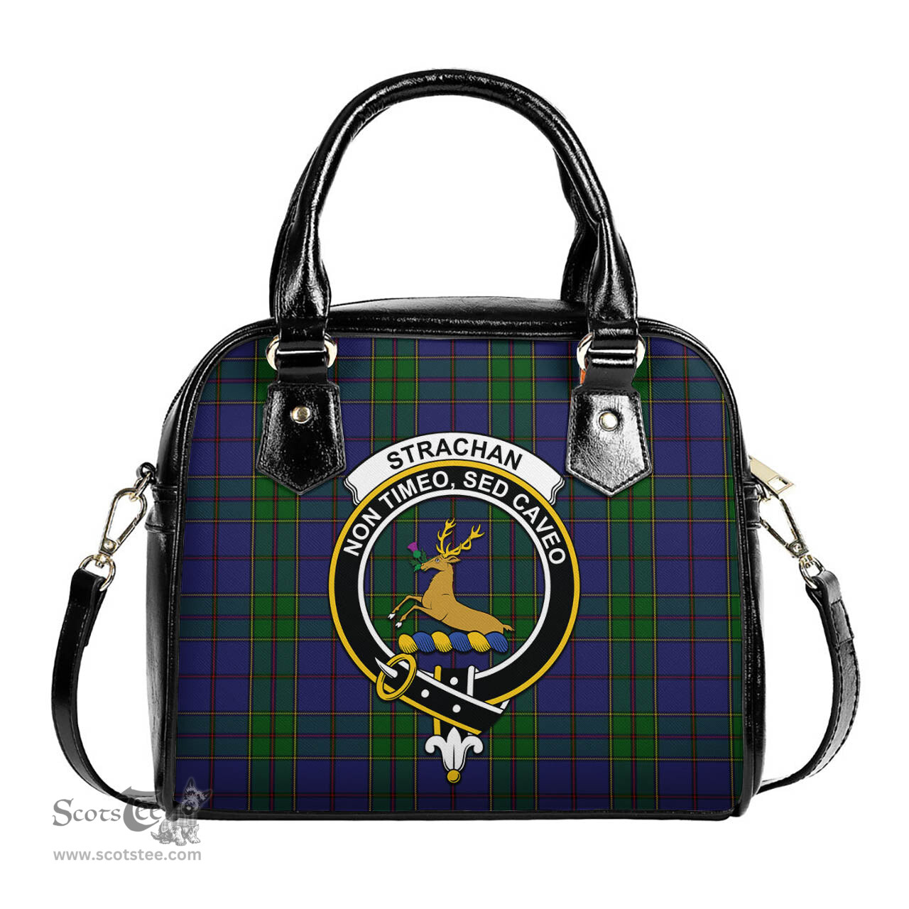 Scottish Strachan Tartan Shoulder Handbags with Family Crest Scottish Plaid Tartan Plaid - ScotsTee - scotstee.com