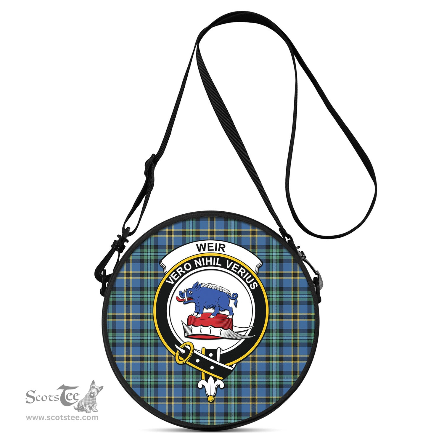 Scottish Weir Ancient Tartan Round Crossbody Bags - Round Purse with Family Crest Scottish Plaid Tartan Plaid - ScotsTee - scotstee.com