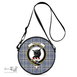 Scottish Tweedie Tartan Round Crossbody Bags - Round Purse with Family Crest Scottish Plaid Tartan Plaid - ScotsTee - scotstee.com