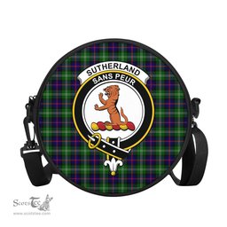 Scottish Sutherland Modern Tartan Round Crossbody Bags - Round Purse with Family Crest Scottish Plaid Tartan Plaid - ScotsTee - scotstee.com